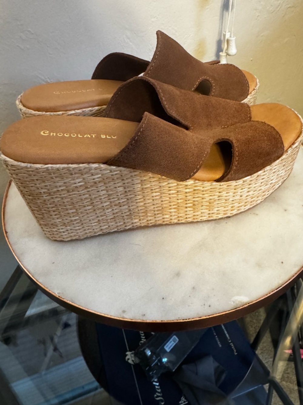 Chocolat Blu Brown Suede Espadrille Wedge Sandals - Picture 4 of 5